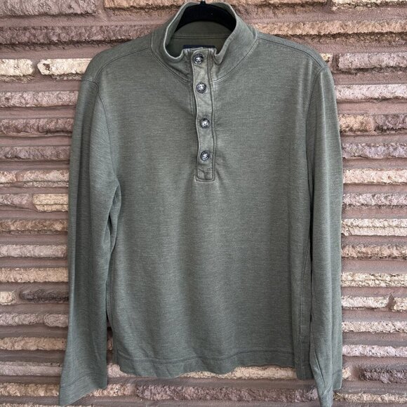 Banana Republic Green Button 1/4 Zip Henley Polo Sweater Size Medium - Picture 7 of 9